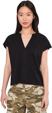 Sanctuary Notched Muscle T-Shirts Womens Clothing Black : LG (US 10-12), Cotton/Rayon