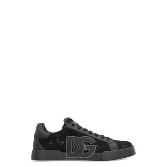 Dolce & Gabbana Schoenen, Dames, Zwart, 38 EU, Lace DG Logo Sneakers