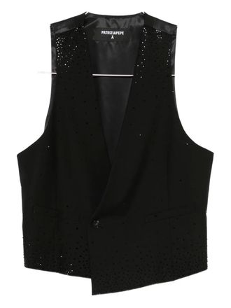 Patrizia Pepe asymmetrical rhinestone-embellished vest - Black