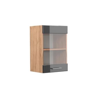 Vicco Armario De Cocina Con Vidrio R-line, Antracita Alto Brillo, 40 Cm