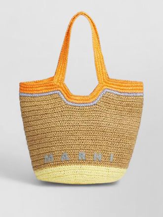 Marni small crochet raffia tote dual handles