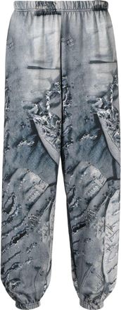 Natasha Zinko denim-print track pants - unisex - Cotton - S - Blue