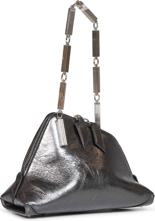 The Attico Womens Clutch Bag La Scala Dark Grey Laminated Leather Calf Handbags Hand