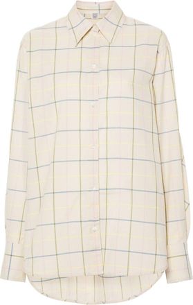 Toteme windowpane-print poplin shirt - women - Organic Cotton - 34 - Neutrals