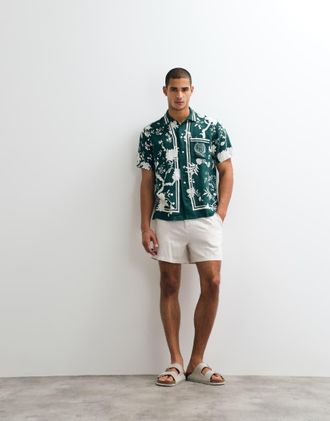 Polo Ralph Lauren Wimbledon Capsule - Camicia verde con stampa floreale e colletto aperto