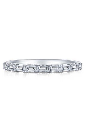 Lafonn Baguette Cut Simulated Diamond Stacking Ring in Silver at Nordstrom, Size 6