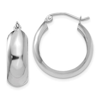 Diamond2Deal 10k White Gold Round Shape Huggie Hoop Earrings