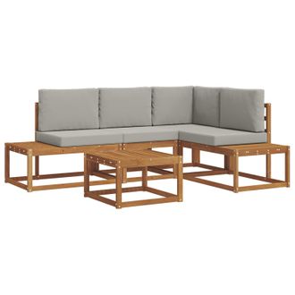 vidaXL Conjunto De Sof&aacute;s De Exterior 5 Pieza Gris Natural Y Claro Vidaxl