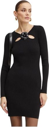 Simona Corsellini Gebreide Jurk - Dames - Kleedjes - Zwart - XS - Leer - Kleedjes