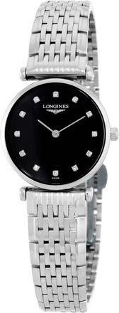 Longines La Grande Classique Quartz Diamond Black Dial Ladies Watch L4.209.4.58.C