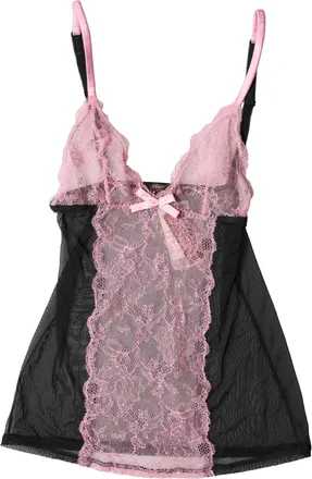 Roberto Cavalli Womens Black Pink Floral Lace Lingerie Top Underwear Nylon Viscose