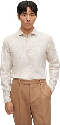 HUGO BOSS Mens Liam Regular Fit Spread Collar Shirt in White - Size Small