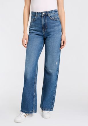 Boss Orange by Hugo Boss Weite Jeans BOSS ORANGE Marlene High Rise Premium Damenmode, Damen, Gr. 27, L&auml;nge 30, blau (navy 419), Denim/Jeans, Obermaterial: 58% Baumwolle, 42% L