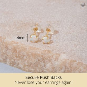 MAX + STONE 14k Yellow or White Gold 4mm Round Stud Earrings