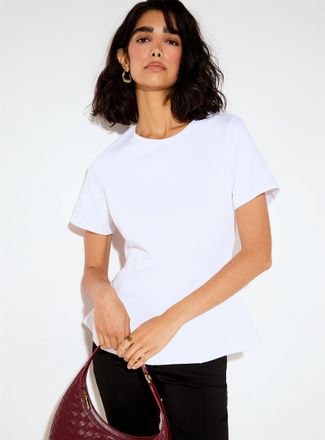 Vero Moda Womens Topstitching peplum waist T-shirt