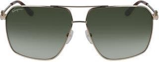 Ferragamo 62mm Oversize Gradient Navigator Sunglasses in Shiny Yellow Gold/Green at Nordstrom Rack