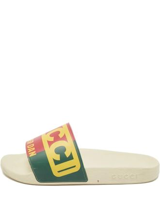 Gucci Dapper Dan logo-detail slides - men - PVC/PVC/Rubber - 42 - Neutrals