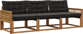 vidaXL Conjunto De Sof&aacute;s De Exterior 3 Uds. Natural Y Negro Vidaxl