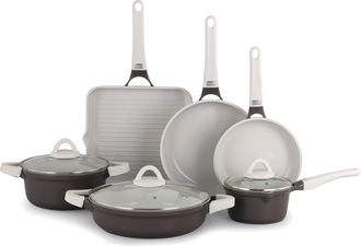 KASANOVA Batteria pentole 9 pezzi antiaderente ceramico caff&egrave; Venus