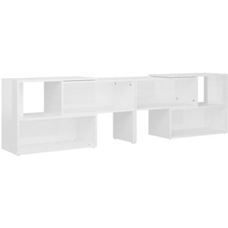 vidaXL Mueble De Tv Madera Contrachapada Blanco Brillante 149x30x52 Cm Vidaxl