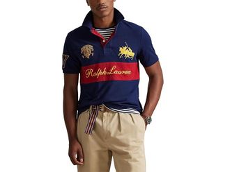 Polo Ralph Lauren Classic Fit Crest Mesh Polo Shirt Mens Clothing Newport Navy/Sweet Tomato : 2XL, Cotton