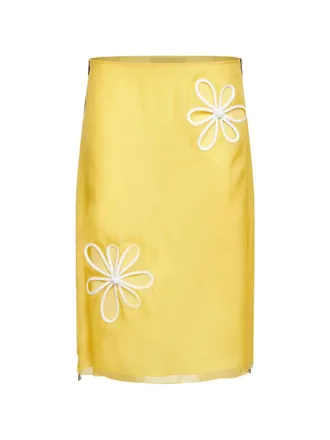 Fendi Yellow Straight Midi Skirt