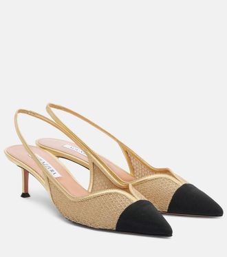 Aquazzura Gia 50 mesh slingback pumps