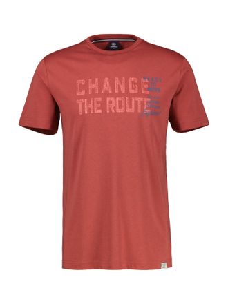 Lerros T-Shirt LERROS, Herren, Gr. XL, rot (earth rot), Single Jersey, Obermaterial: 100% Baumwolle, bedruckt, regular fit taillenbedeckt, Rundhals, gerader 