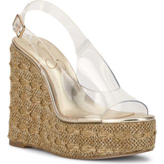 Jessica Simpson Kaliese Slingback Platform Wedge Sandal in Clear at Nordstrom, Size 6.5