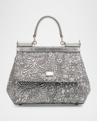 Dolce & Gabbana Sicily Metallic Brocade Top-Handle Bag