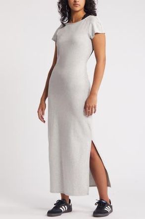 BP. Open Back Stretch Cotton Knit Midi Dress in Heather Grey at Nordstrom Rack, Size X-Large