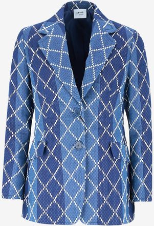 Akris Langer Baumwolljacquardblazer mit Rautenmotiv