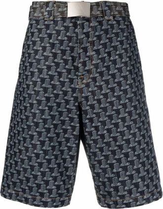 Lanvin Blue Geometric Print Bermuda Shorts