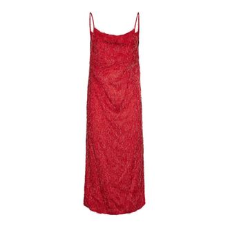 Bottega Veneta Viscose Fil Coup&eacute; Midi Jurk - Dames - Jurken - Rood - Maat: S Viscose