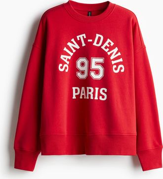 H&M Oversized Sweatshirt mit Motiv - Red