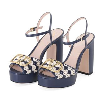 Valentino VLogo Signature Platform Sandal - female - Valentino - High Heel Sandals - Blue - 8 UK - Shoes