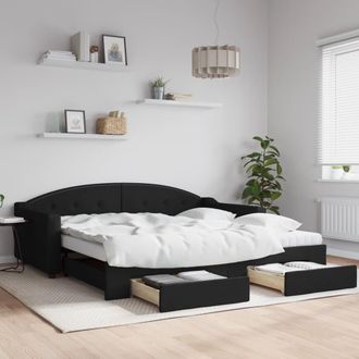 vidaXL Vidaxl - Sof&aacute; Cama Nido Con Cajones Tela Negro 100x200 Cm