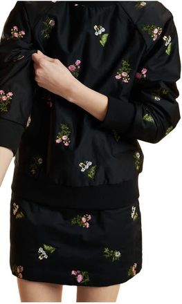 Cynthia Rowley Embroidered Pullover in Black at Nordstrom, Size X-Small