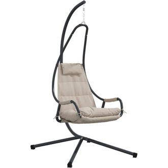 vidaXL Silla Huevo Colgante Plegable Taup&eacute; 94 X 107 X 196.5 Cm Acero Vidaxl