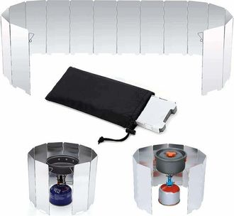 Elle Paravientos Plegable Ultraligero De Aluminio Ahlsen Para Hornilla De Camping, 16 Placas, Paravientos Port&aacute;til Para Camping, Paravientos Plegable Para 