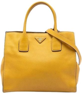Prada Pre-owned Handbags, female, Yellow, Size: ONE SIZE Pre-owned Satchel