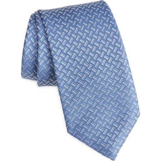 Brioni Geometric Jacquard Silk Tie in Lilac/White at Nordstrom