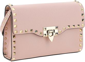 Valentino Garavani Womens Small Shoulder Bag | Rockstud Vit.st.a Rose Quartz Calf Leather Bos Taurus