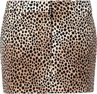 Michael Kors Rokken, Dames, Beige, S, Minigonna in cr&ecirc;pe stretch met luipaardprint