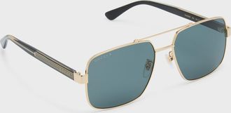 Gucci Mens GG0529Sm Double-Bridge Aviator Sunglasses