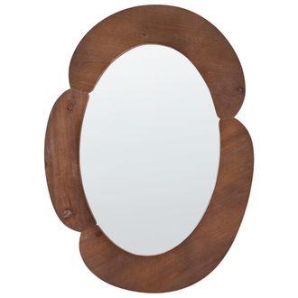 Beliani Espejo Decorativo De Pared De Mdf Forma Irregular Ovalado Accesorios Para El Hogar Marr&oacute;n Oscuro Alvena