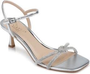 Badgley Mischka Maci Kitten Heel Ankle Strap Sandal in Silver Met at Nordstrom Rack, Size 8