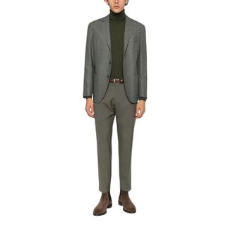 Eleventy Klassieke Blazer met Revers - Heren - Pakken - Groen - Maat: M Katoen