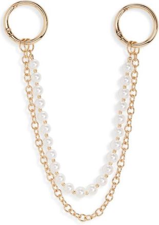 Chelsea28 Faux Pearl Chain Swag Bag Charm in White Multi- Gold at Nordstrom