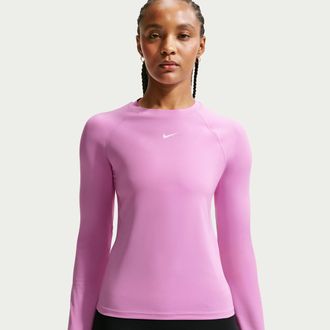 Nike Womens Nike Pro Dri-FIT Long-Sleeve Top in Purple | FV7845-503